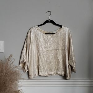 Forever21+ Gold Metallic Dropped Shoulder Blouse